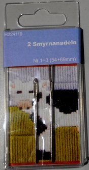 Smyrna-Teppichnadeln nr 1 + nr 3 = 54mm + 69mm, 5 Kartchen